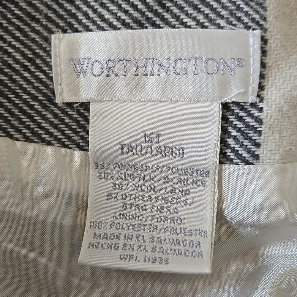 Worthington Black White Plaid Wool Wrap Maxi Skirt - Picture 7 of 9